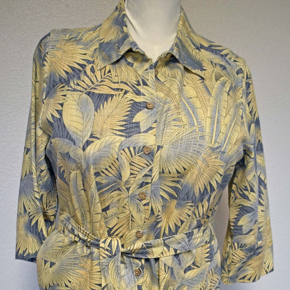 Sunny Palms on Blue shirt dress NWOT
